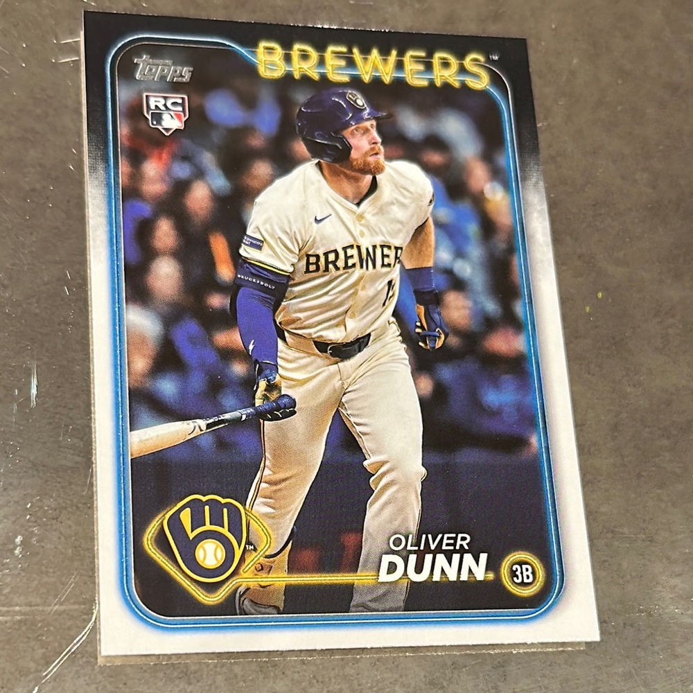 Topps Brewers Baseball Card with Cream and Blue